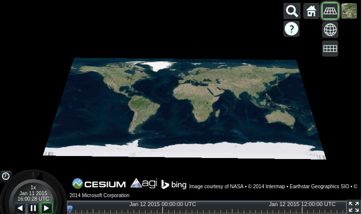 Cesium växlar mellan 3D, 2,5D och 2D