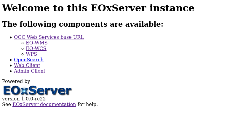 Start av demonstration av EOxServer