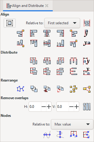 The Align and Distribute dialog in object mode