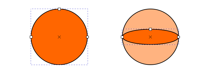 Ellipse Tool: Using the square handles