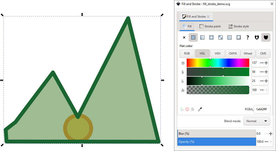 Green mountains with partially transparent fill