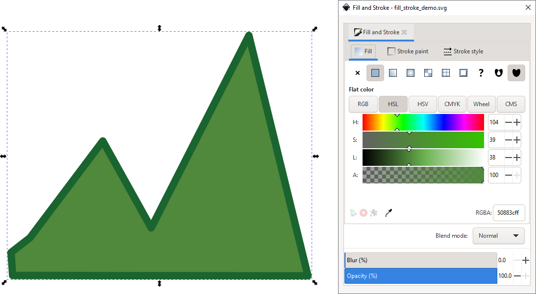 Green mountains with green stroke