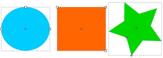 An ellipse, a rectangle and a star