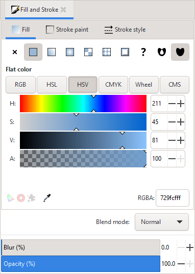 A light blue color in HSV color space
