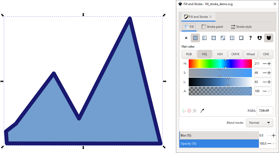 The Fill tab of the Fill and Stroke dialog