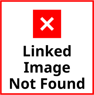 White cross on a red background icon and text "Linked image not found"