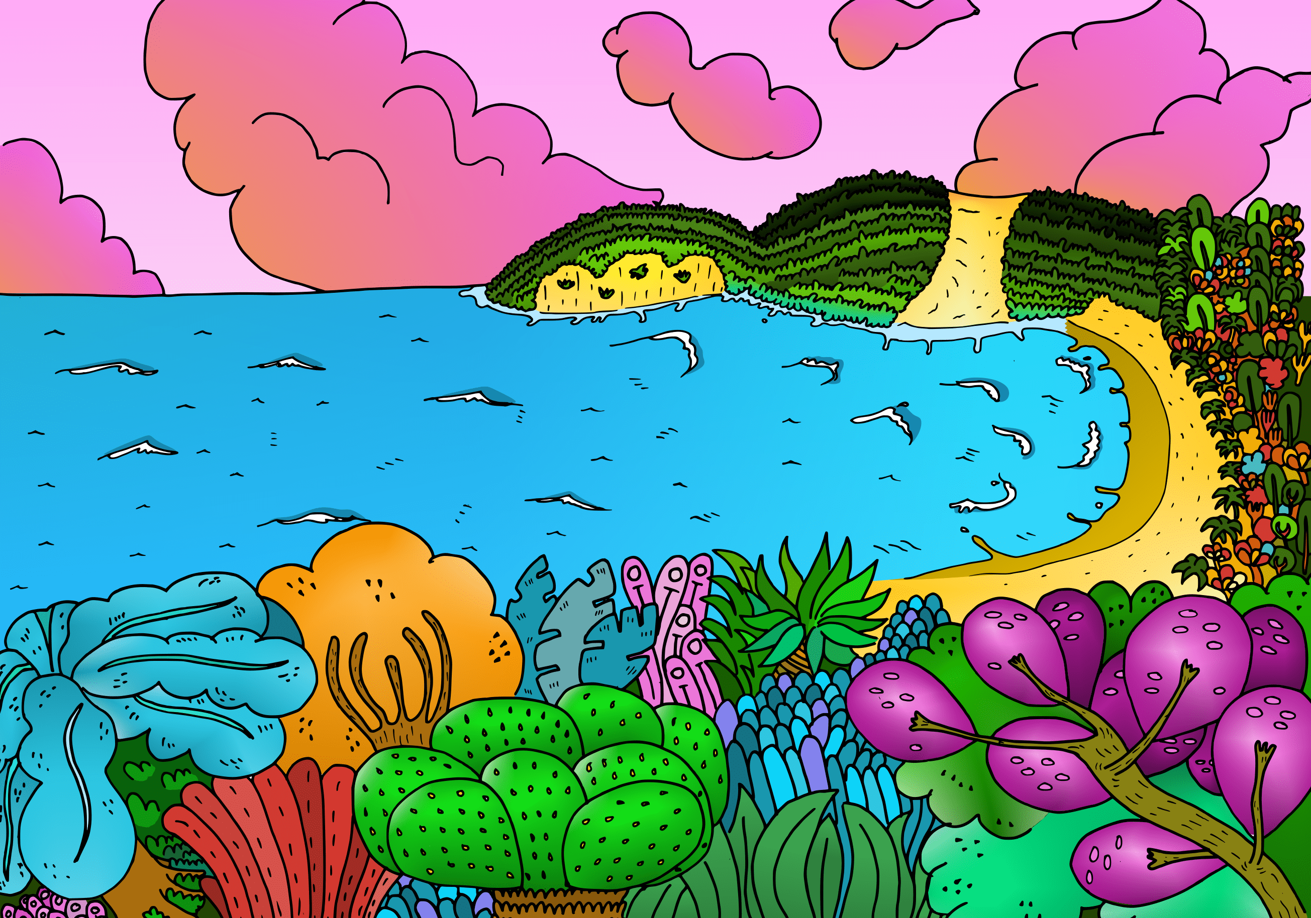 Landscape with mesh gradients