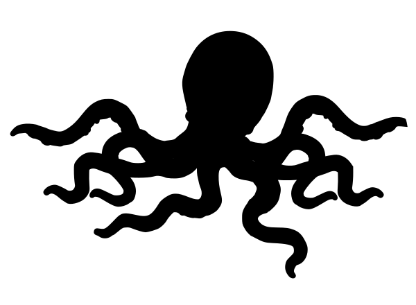 The silhouette of an octopus