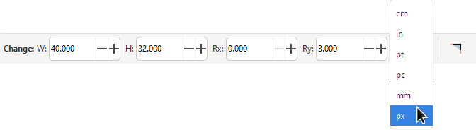 The controls bar of the rectangle tool