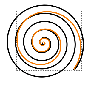 Spiral tool: drag inner handle down to converge