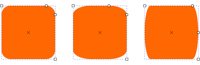 Moving the circle handles rounds the corners.